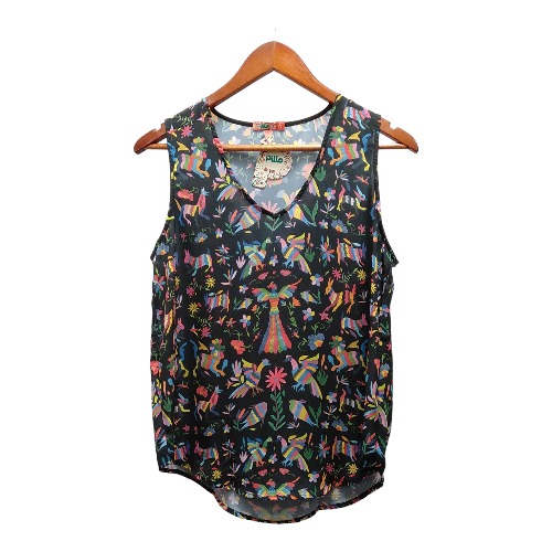 20316 Blusa Pillo Sin Manga Tenango Negro